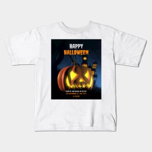 halloween scary evil pumpkin funny pumpkin head Kids T-Shirt